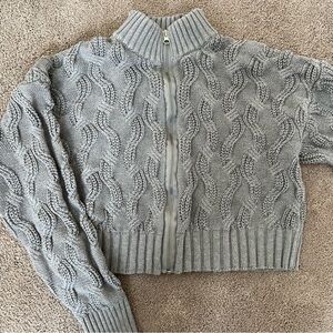 Forever 21 Gray Cable Knit Cardigan